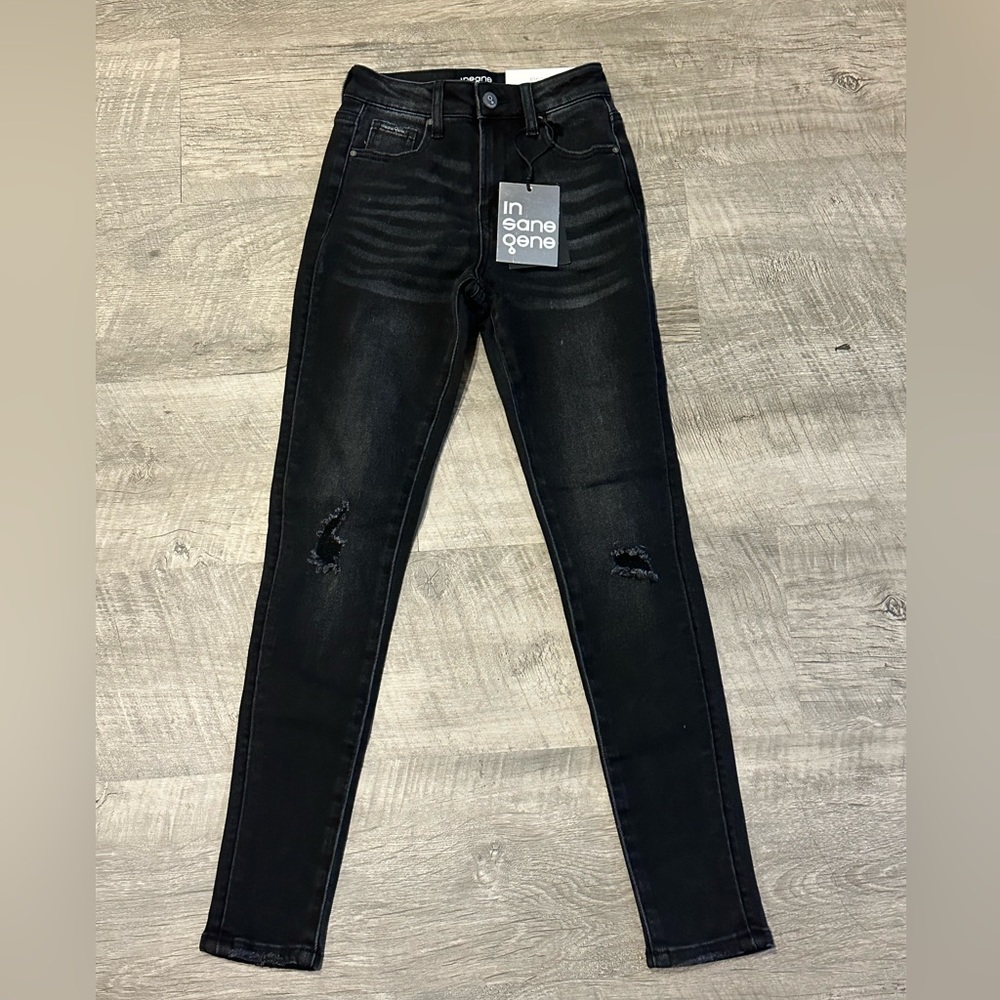NWT INSANE GENE Black High Rise Skinny Jeans 23/0